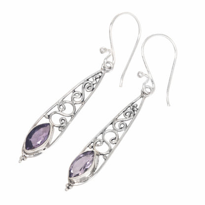 Amethyst & Silver Jasmine Dew Dangle Earrings