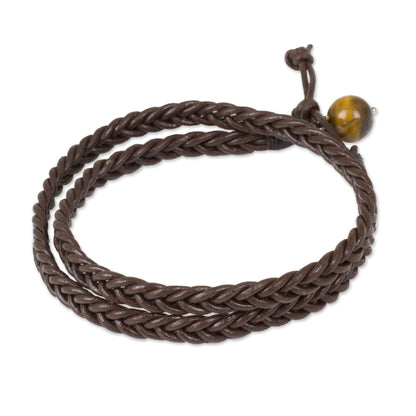 Men's Double Chocolate Leather Wrap Bracelet
