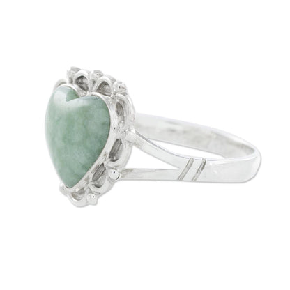 Zinnia Love Jade Hearts on Sterling Silver Handcrafted Ring