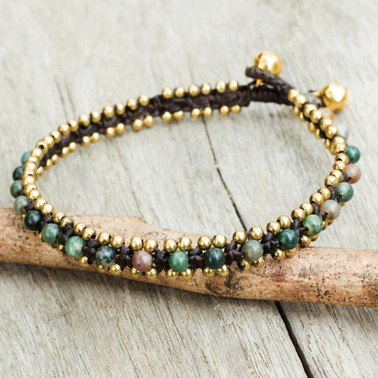 Tinkling Bells Agate & Brass Beaded Anklet