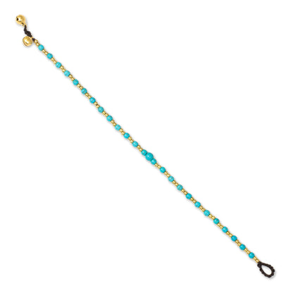 Cheerful Walk Blue Calcite Brass Beaded Anklet