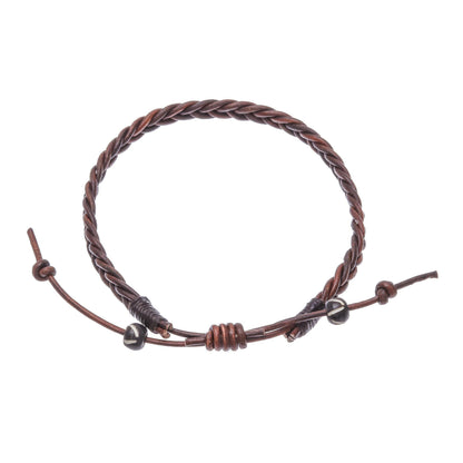 Leather & Cow Bone Braided Men's Bracelet