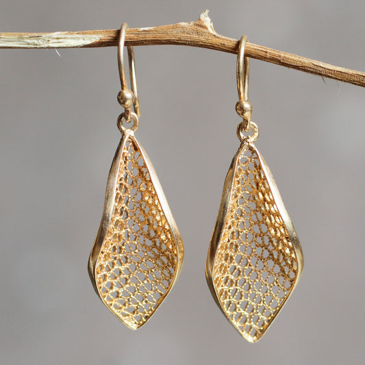 Emerging Gold-Plated Silver Filigree Dangle Earrings