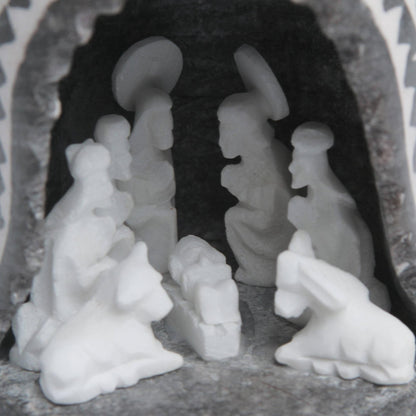 A Peruvian Christmas Unique Alabaster Stone Nativity Scene in a Chullo Hat
