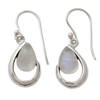 Sublime Symmetry India Handcrafted Rainbow Moonstone Earrings