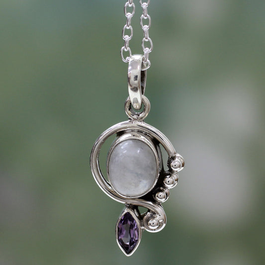 Yours Forever Moonstone Amethyst Silver Necklace