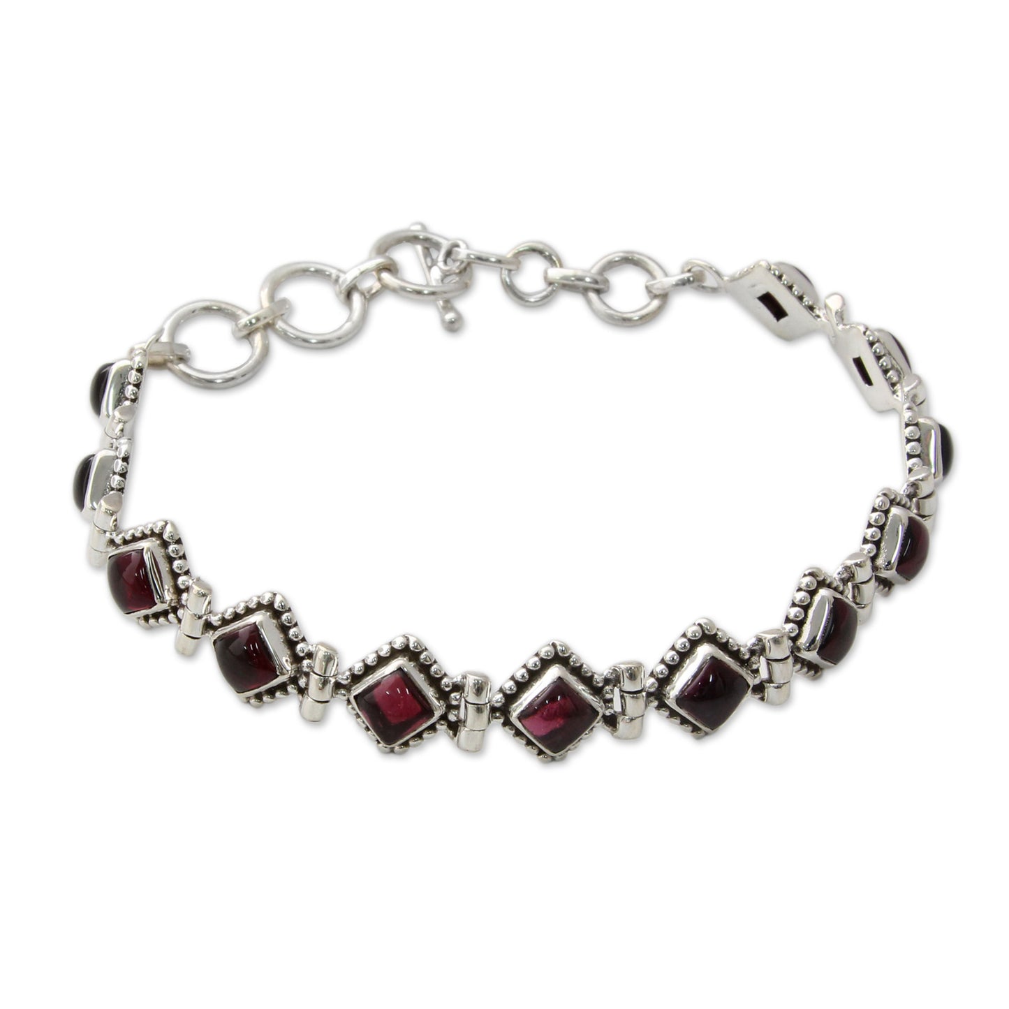 Deep Red Diamonds Silver & Garnet Tennis Bracelet