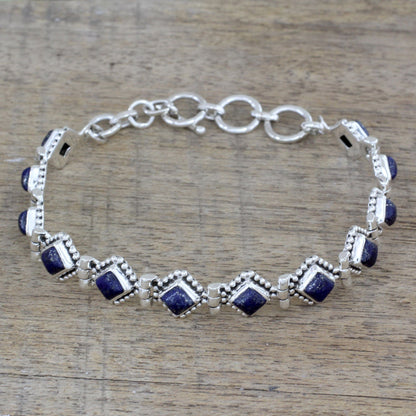 Lapis Lazuli & Sterling Silver Tennis Bracelet