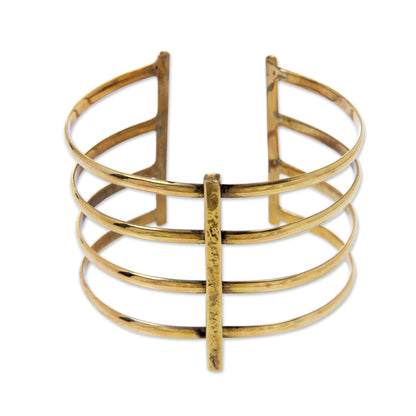 Tribal Urban Wide Cuff Bracelet Crafted by Hand of Brass in Bali