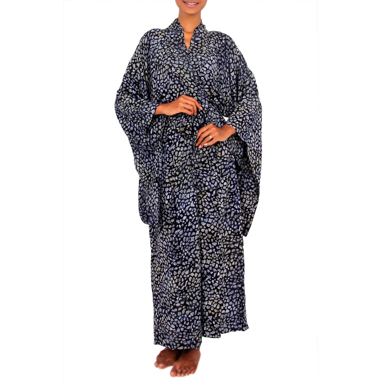 Grey Handcrafted Batik Robe