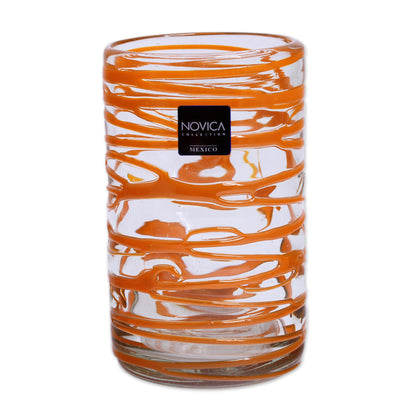 Tangerine Swirl Hand Blown Water Glass Set