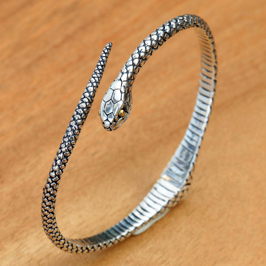 Earth Serpent Silver Cuff Bracelet