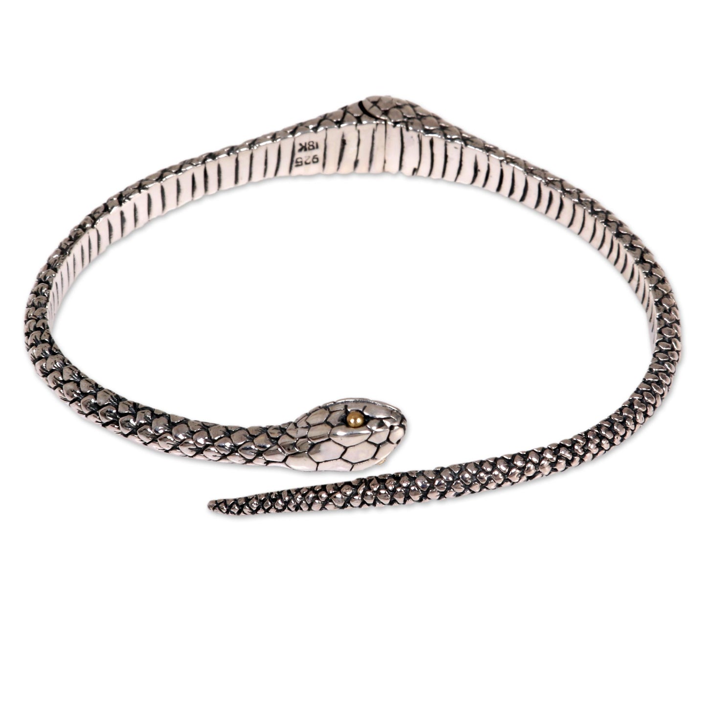 Earth Serpent Silver Cuff Bracelet