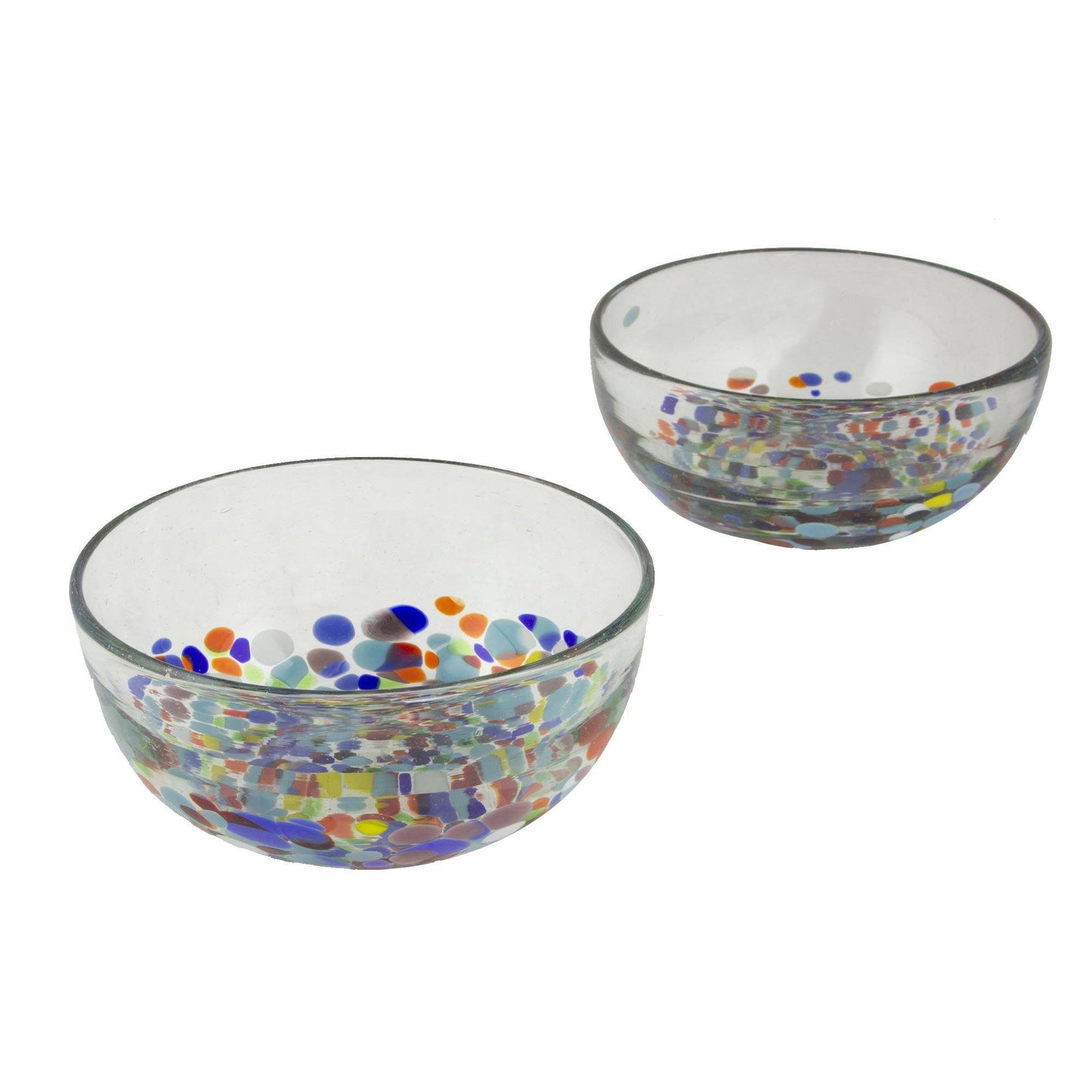 Multicolor Hand Blown Glass Bowls - Set of 2