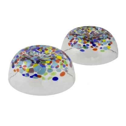 Multicolor Hand Blown Glass Bowls - Set of 2