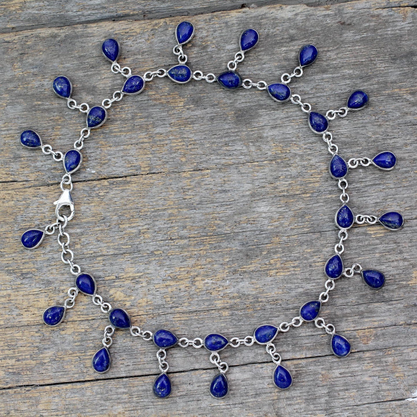 Royal Dewdrops Lapis Lazuli & Silver Anklet