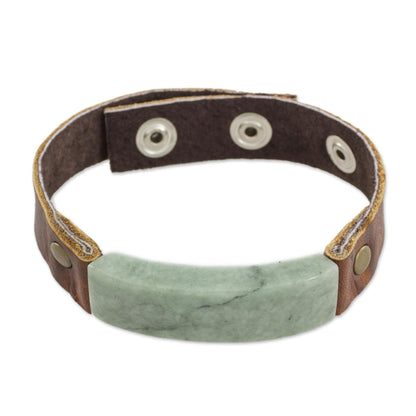 Men's Jade & Leather Wristband Bracelet