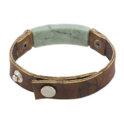 Men's Jade & Leather Wristband Bracelet