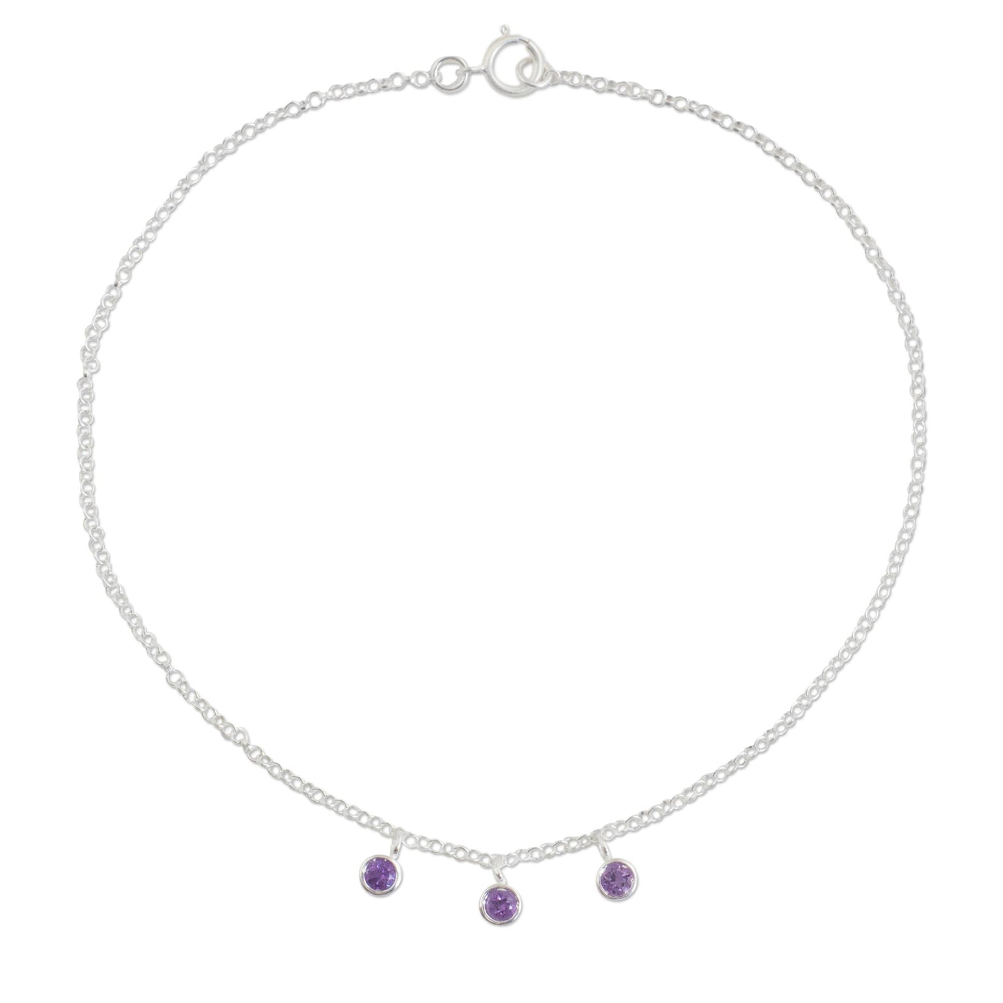 Light Amethyst Silver Charm Anklet