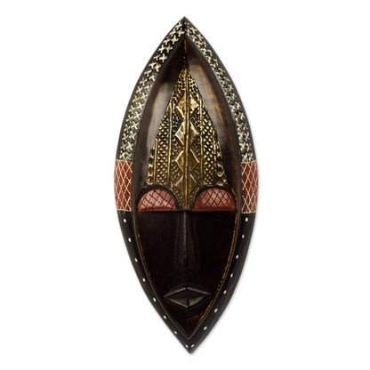 Nutifafa Sese Wood & Brass African Wall Mask