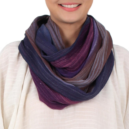 Radiant Horizon Colorful 100% Cotton Hand Woven Infinity Scarf from Thailand