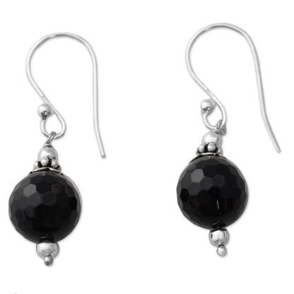 Glorious Black Onyx & Silver Dangle Earrings