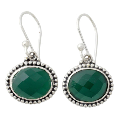 Green Onyx & Sterling Silver Drop Earrings