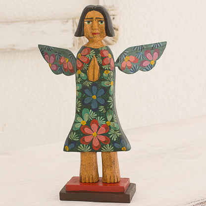 Angel of Harmony Artisan Crafted Antique-Style Angel Sculpture in Pinewood