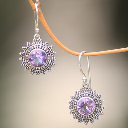 Purple Sunshine Amethyst & Silver Dangle Earrings