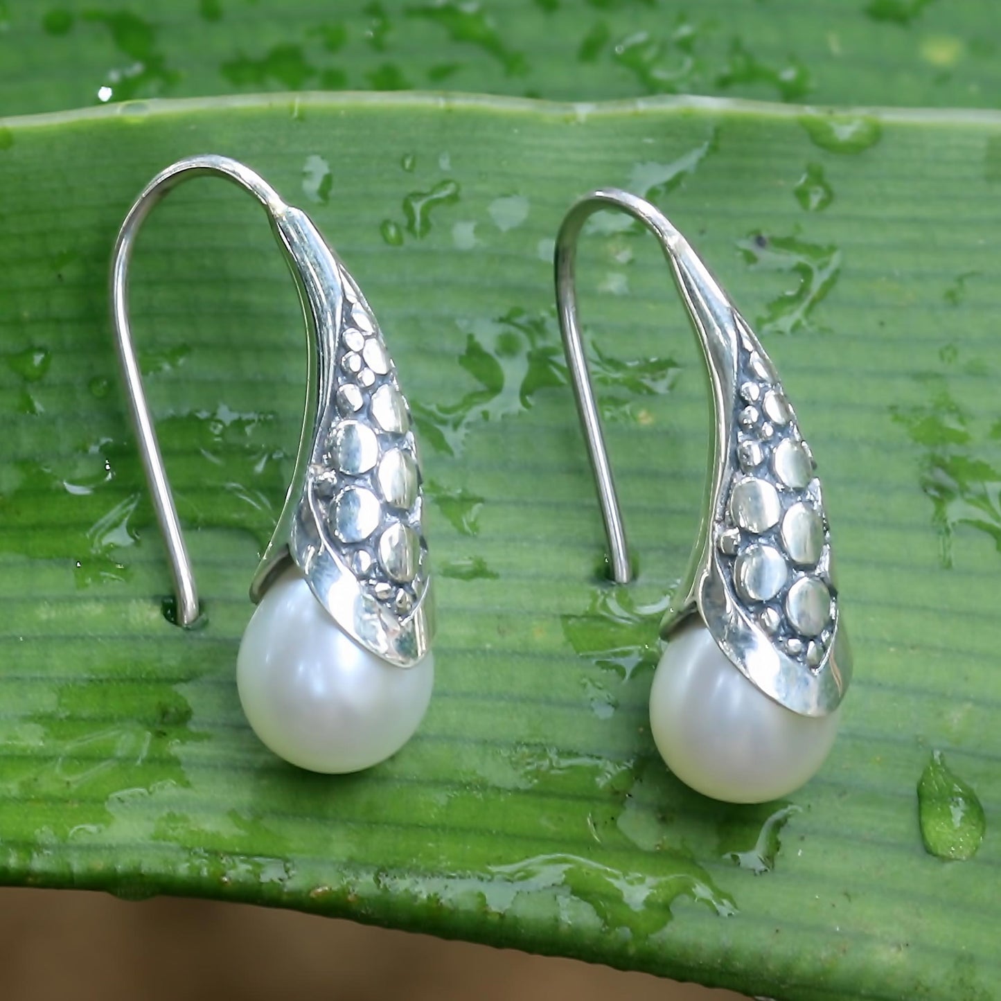 White Pearl Sterling Silver Drop Earrings