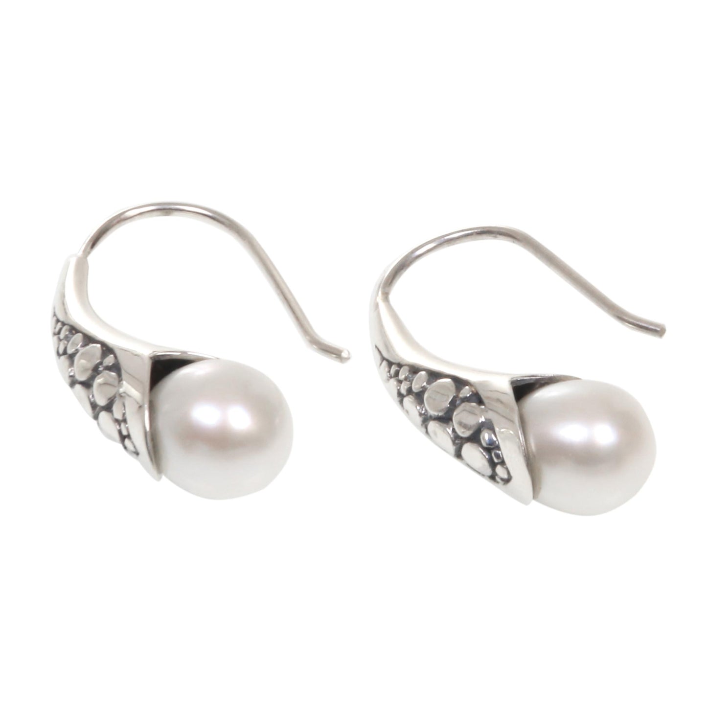White Pearl Sterling Silver Drop Earrings