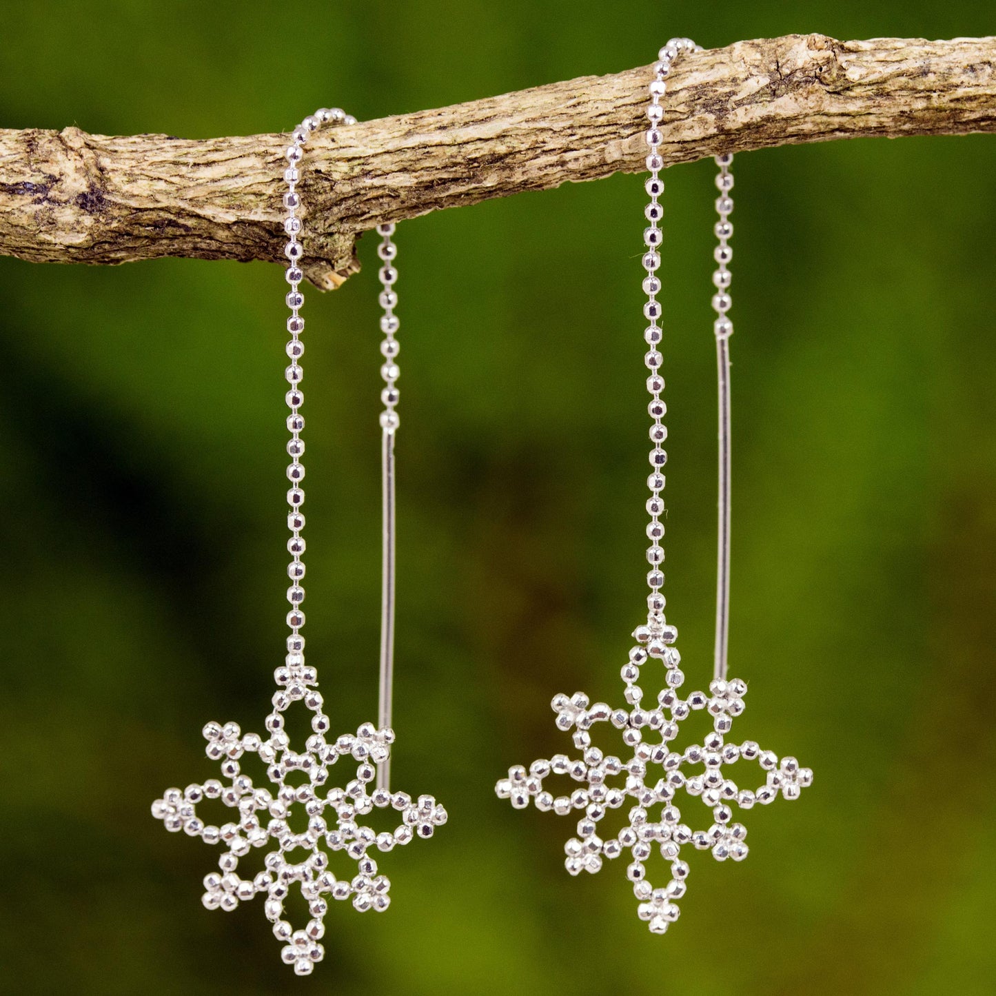 Silver Snowflakes Silver Dangle Earrings