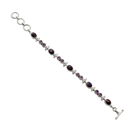 Purple Song Handmade Amethyst and Reconstituted Turquoise Link Bracelet