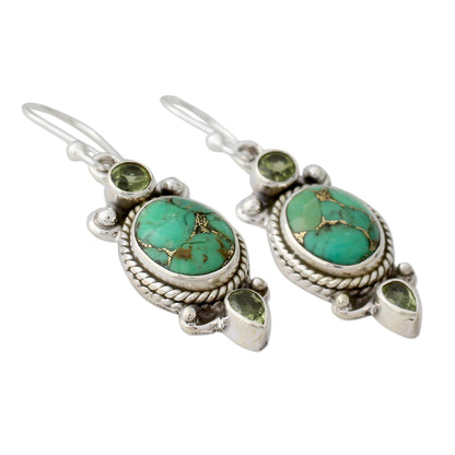 Resplendent in Green Turquoise & Silver Earrings