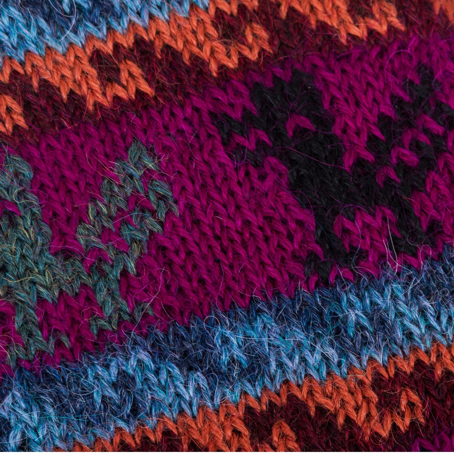 Peruvian Patchwork in Magenta Artisan Crafted 100% Alpaca Multi-Colored Gloves from Peru