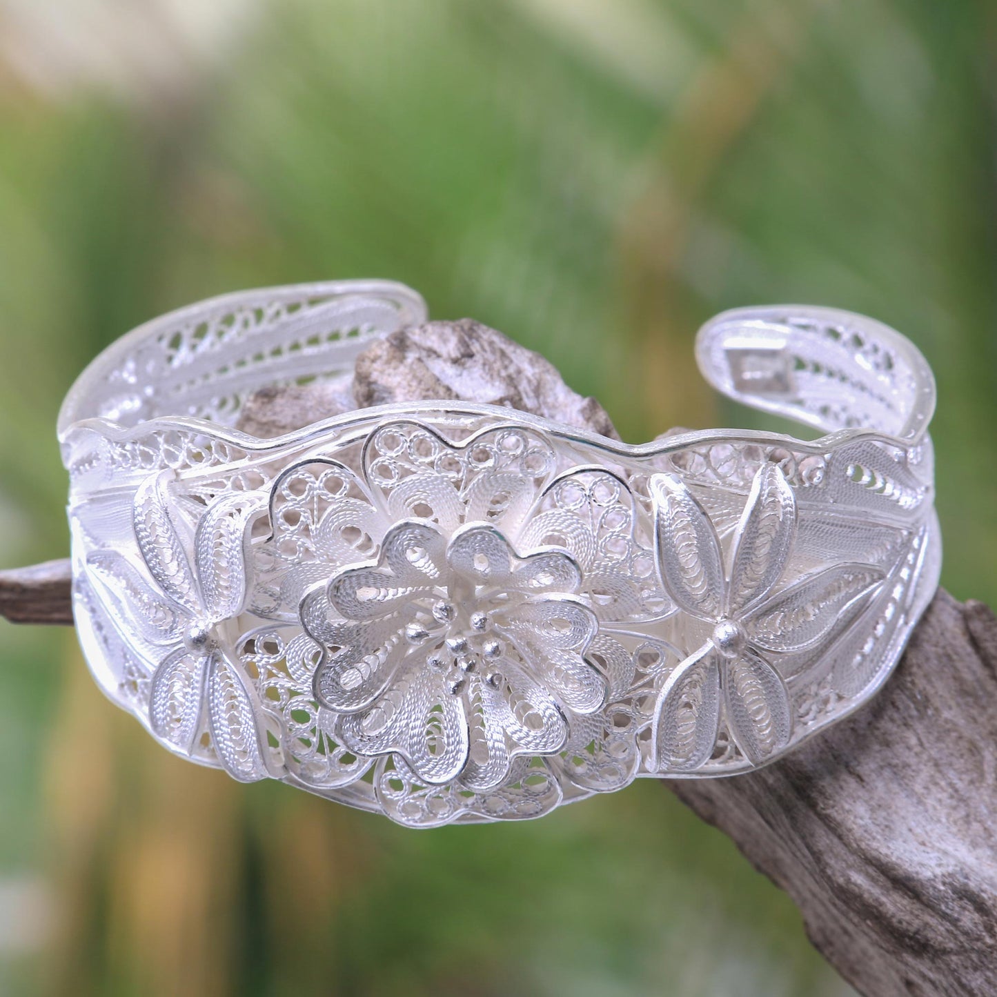 God's Garden Silver Cuff Bracelet