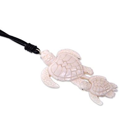 Turtle Swimming with Mother Bone Necklace