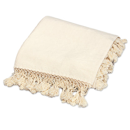 Ivory Memories Hand Woven Cotton Blanket