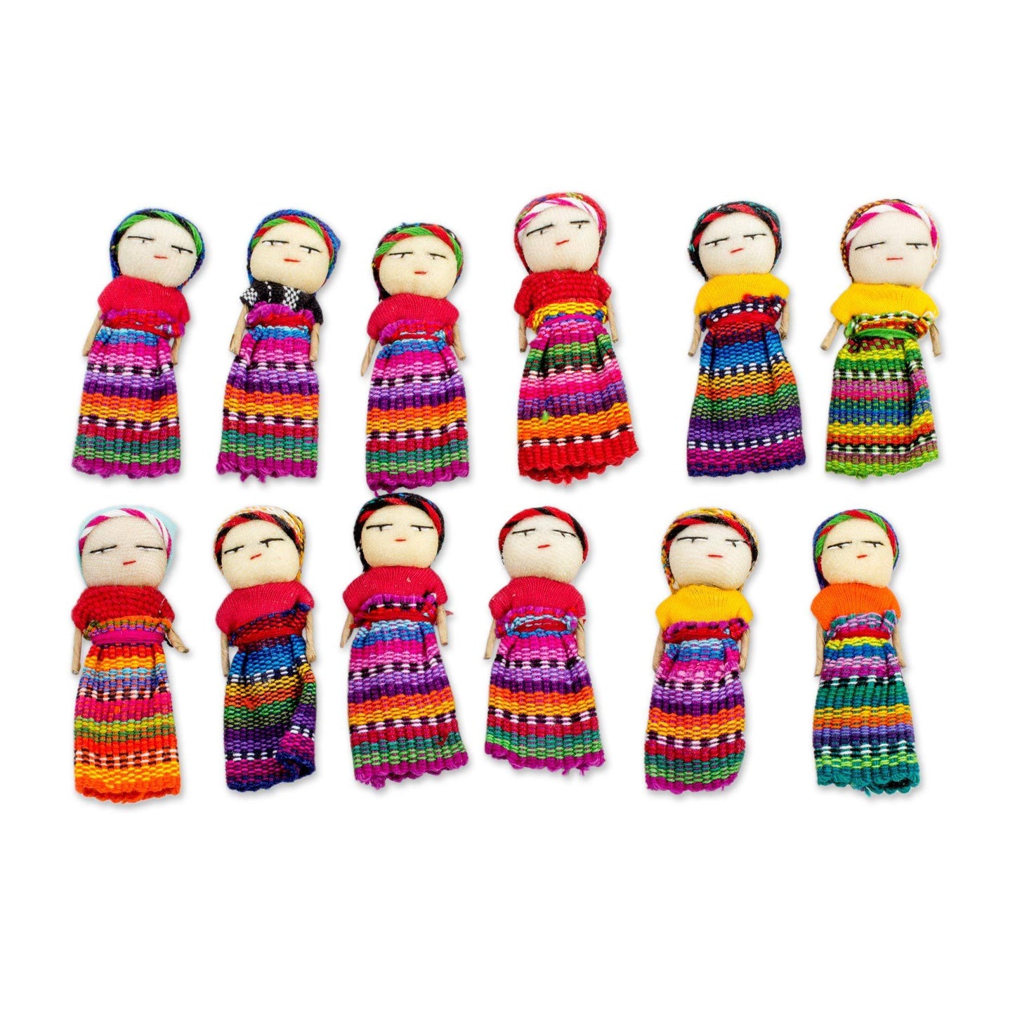 Traditional Guatemalan Worry Dolls - Set of 12