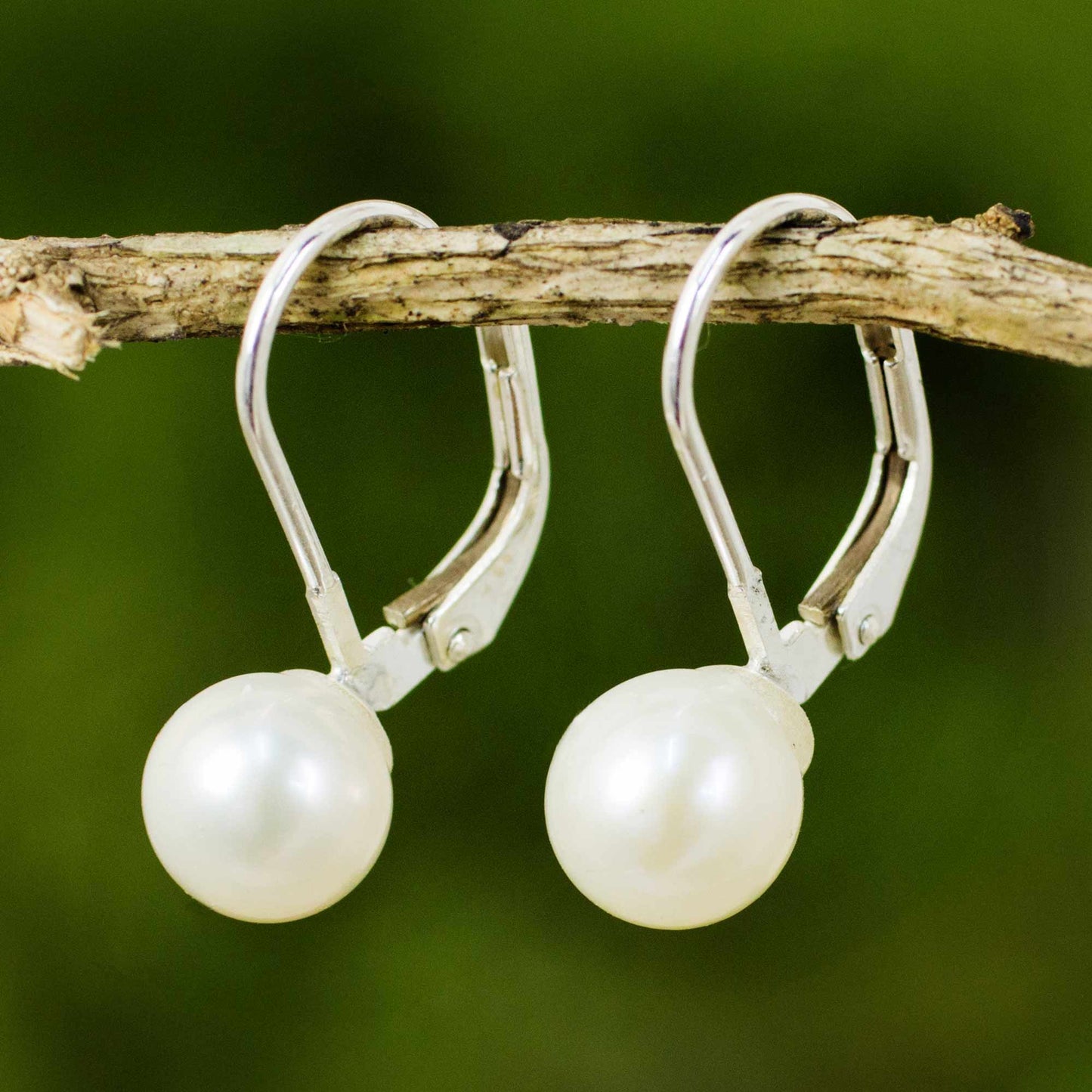Pure Lily Pearl & Silver Drop Earrings