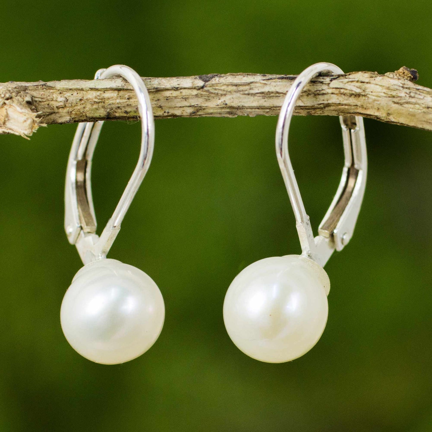 Pure Lily Pearl & Silver Drop Earrings