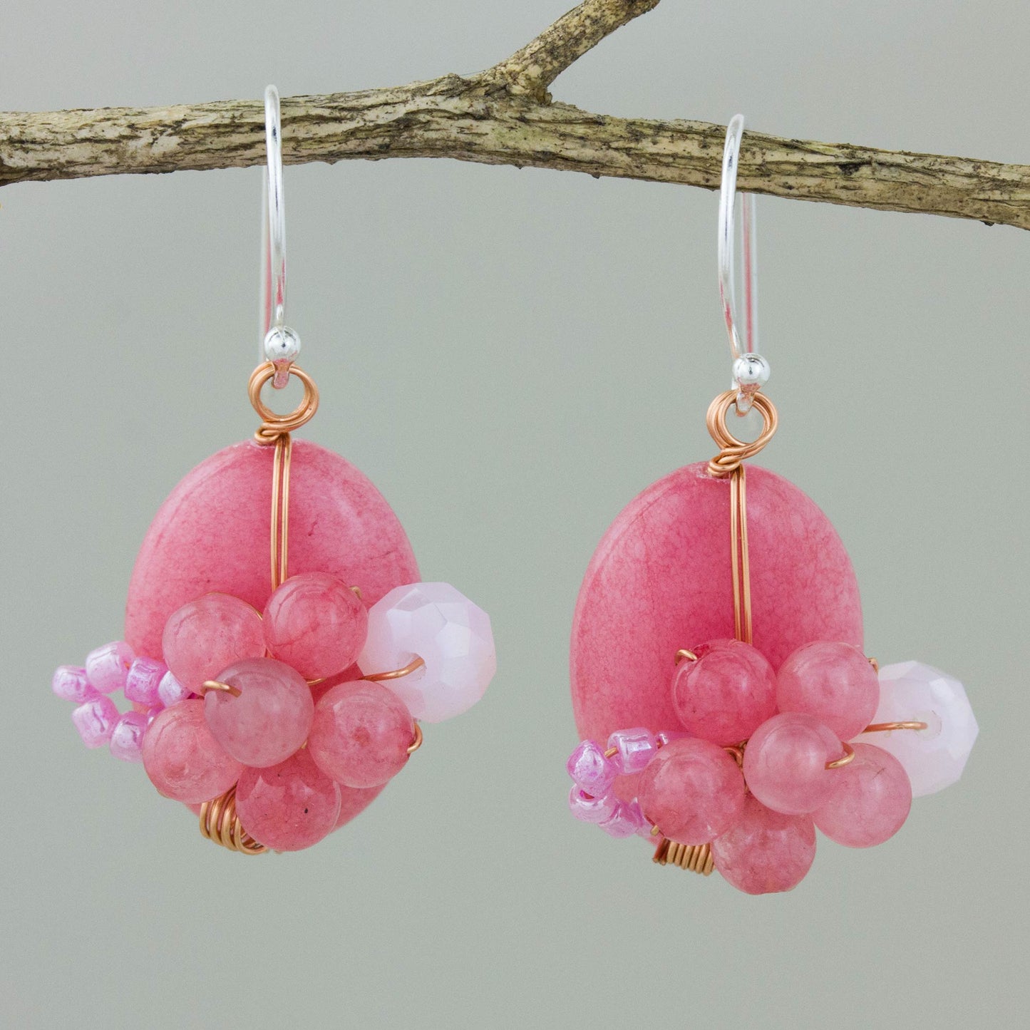Garden Bliss in Pink Quartz Beaded Earrings