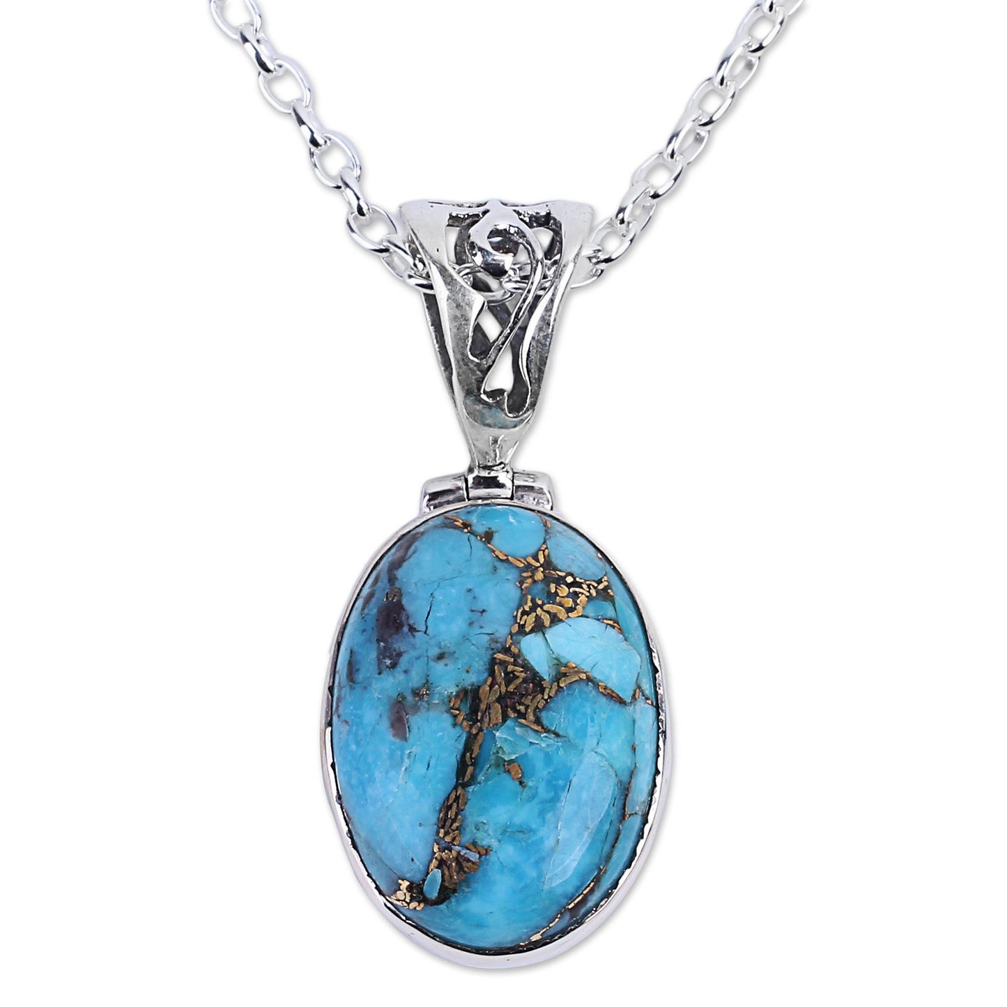 Mystical Turquoise Oval Pendant Necklace
