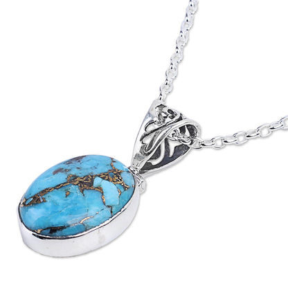 Mystical Turquoise Oval Pendant Necklace