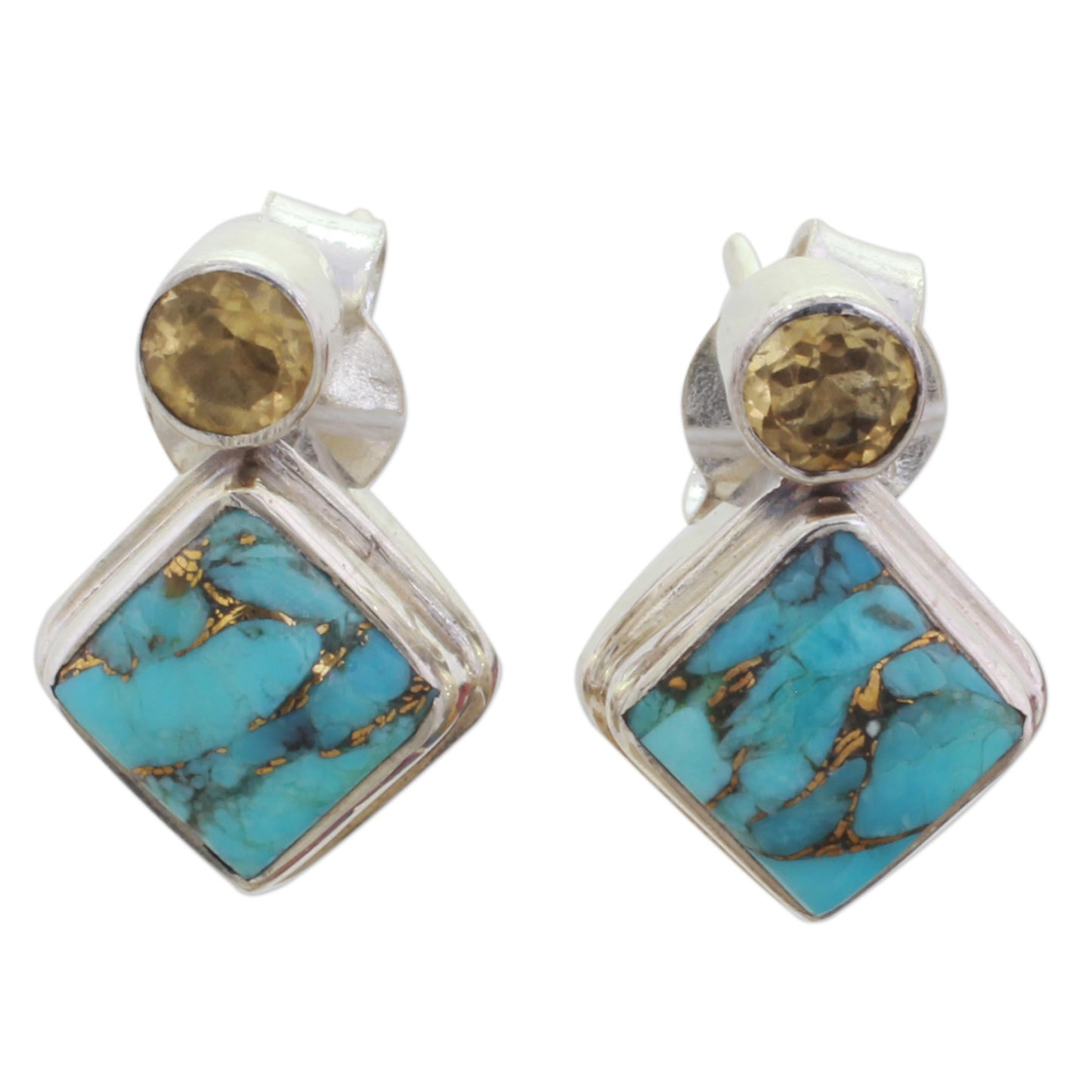 Turquoise Sparkle Turquoise Silver Earrings