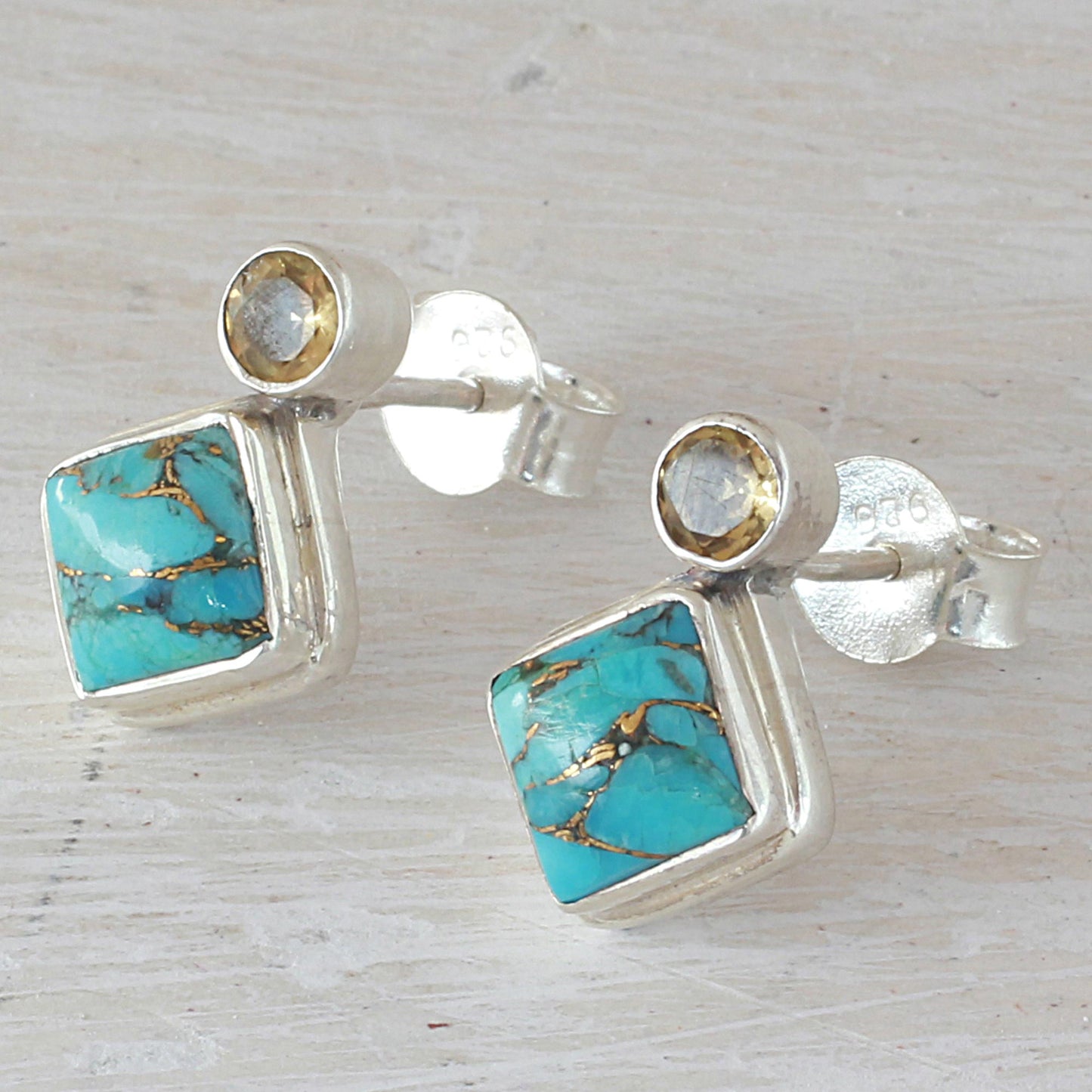 Turquoise Sparkle Turquoise Silver Earrings