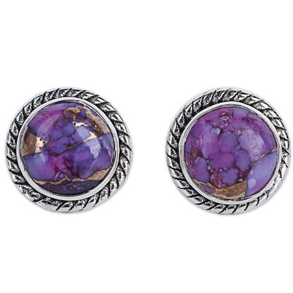 Purple Radiance Turquoise & Silver Earrings