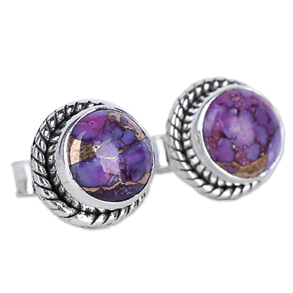 Purple Radiance Turquoise & Silver Earrings