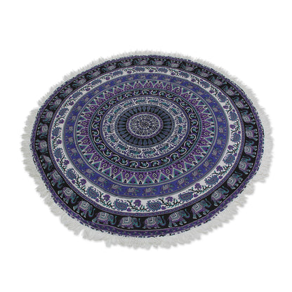 Beauty of Nature Mandala Indian Cotton Mandala Roundie with Elephant Design
