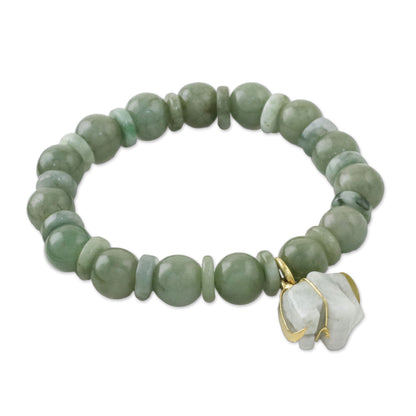 Jade Elephant Gold Plated Beaded Bracelet